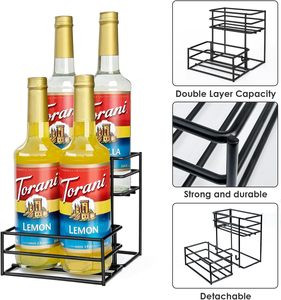 Portasiringhi per Caffè a 4 Bottiglie, Organizzatore Moderno Quadrato Portatile per Bar Caffè e Cucina - Product Image 5