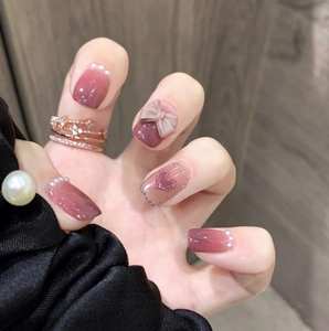 Faux ongles faits <span class=keywords><strong>maison</strong></span> en gros – Design minimaliste blanc avec cœur rose – Fournitures pour revendeurs d'ongles à presser - Product Image 3