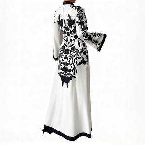 Mode femmes imprimé fleuri à manches longues Maxi <span class=keywords><strong>robe</strong></span> col montant contraste couleur élégante bureau dames <span class=keywords><strong>robe</strong></span> - Product Image 2