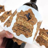 Etiqueta de botella de vino tinto al por mayor, pegatinas personalizadas con logotipo, etiqueta de grano de madera privada, pegatina de madera para whisky