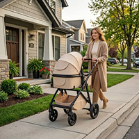 Poussette de luxe 2026 à vue panoramique pour nouveau-nés, pliable, avec cadre en acier durable et ressorts amortisseurs pour usage quotidien