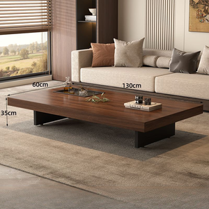 Tavolino <span class=keywords><strong>da</strong></span> Caffè Minimalista Quadrato in Legno Massello di Alta Qualità Moderno e Semplice con Venature di Noce e <span class=keywords><strong>Piedi</strong></span> in Acciaio Inossidabile - Product Image 2