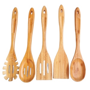 Utensilios de cocina de madera de bambú, juego de utensilios de cocina de madera, espátula antiadherente, cuchara - Product Image 1