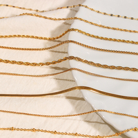 Chaîne en or 18 carats Collier en acier inoxydable Boîte à vagues d'eau Chaînes Figaro Corde à chevrons Chaîne Cuabn Bijoux