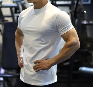 T-shirt bianca di base attillata aderente a compressione elastica personalizzata palestra allenamento atletico sport Bodybuilding magliette per uomo