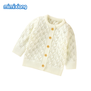 Mimixiong 2021 vendita calda Unisex traspirante belle foglie scava fuori tinta unita maglione lavorato a maglia per neonato - Product Image 4