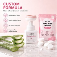 Kit de Démarrage de Tablettes Moussantes pour le Lavage des Mains pour Enfants, aux Surfactants Doux à la Fleur et à l'Aloe Vera, Savon Rechargeable pour la Maison et les Voyages