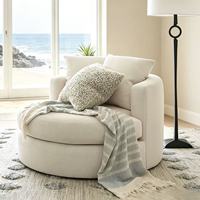 Fauteuil pivotant rond en tissu technique, fauteuil de détente individuel pour salon, chambre à coucher, bureau