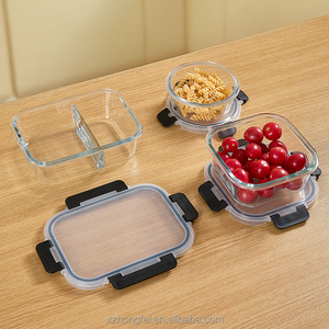 Heated Microwave Dishwasher Safe Airtight Glass Meal Prep Containers with Plastic Snap-Lock Lid for <strong>Kitchen</strong> Food <strong>Storage</strong> - Product Image 4