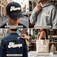 Patchs en chenille personnalisés en gros, lettres thermocollantes, broderies scintillantes, appliques pour vêtements, chapeaux, sweats à capuche, t-shirts (vente en gros)