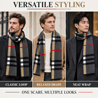 Écharpe d'hiver de luxe en viscose et laine, sensation cachemire, pour homme, tissée jacquard à carreaux