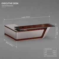 Aparador Ejecutivo Administrativo E1 MDF con Madera Natural Burl, Cristal Glaseado, LED Inteligente y Cerradura Mecánica, Mueble de Almacenamiento