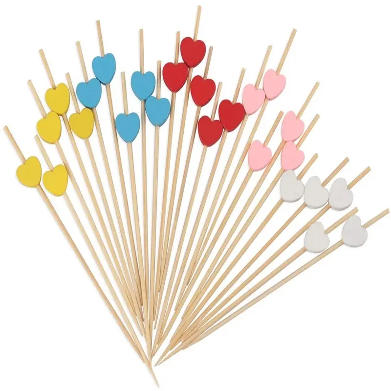 Colorful natural decoration disposable 100% cocktail bamboo skewers