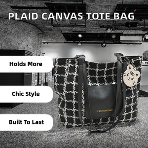 Bolsos Tote para Mujer 2025, Gran Capacidad, Color Negro y Blanco, Lona Sólida, Cierre de Cremallera, Cómodos Bolsos de Mano - Product Image 2