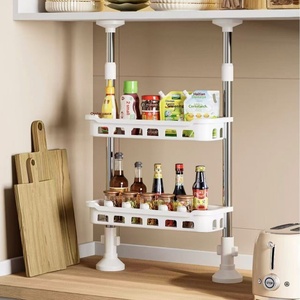 Nuevo Estante de Especias de Plástico de Doble Nivel, Extensible, Ajustable, sin Perforaciones, Portátil, para Cocina - Product Image 1