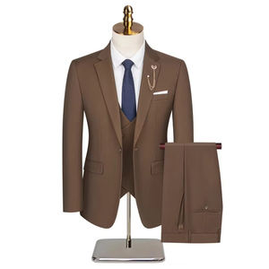 Tendance 2025 : Meilleurs Costumes d'Affaires <span class=keywords><strong>Homme</strong></span> Trois Pièces Coupe Slim Simple Boutonnage Viscose/Polyester Anti-Rétrécissement pour Mariage, MOQ 3 Pièces - Product Image 1