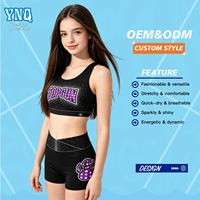 Service OEM de Gros Personnalisé : Soutiens-gorge et Shorts de Cheerleading en Tissu Métallique Sublimé avec Poudre d'Oignon Dorée AB Diamond