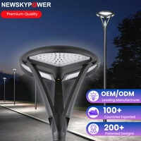 Lampe solaire de jardin ronde à luminosité efficace, base triangulaire, LED 40W, lampadaire de cour, lampadaire de rue, poteau détachable de 3m 4m pour parc