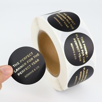 Étiquettes autocollantes personnalisées en papier noir à faible MOQ, impression de logo, autocollants personnalisés avec dorure à chaud