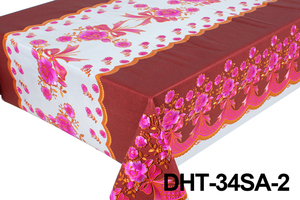 Mantel <span class=keywords><strong>de</strong></span> Tela <span class=keywords><strong>de</strong></span> PVC Rectangular <span class=keywords><strong>de</strong></span> Lujo, Duradero, con Diseño Floral Rojo Rosado, para Bodas y Fiestas, Venta al por Mayor - Product Image 3