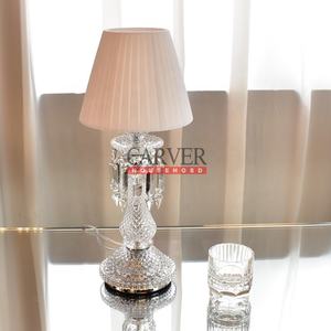 High Quality High Crystal Table Lamp 24Pa <strong>Glass</strong> Body Crystal Light with Fabric <strong>Lampshade</strong> for Bed Rooms - Product Image 3