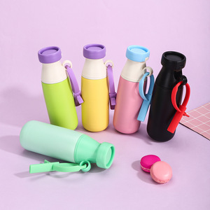 Personalized Thermal Insulated Sport Water Bottle <b>With</b> <b>Straw</b> Lid And Portable String Hanger For Outdoor Activities And Football - Product Image 1
