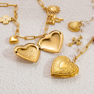 Fashion Layered Necklace 18K Gold Plated Imitation Pearl Heart <b>Cross</b> Pendant U Shape Clavicle <b>Chain</b> Multi Layer Jewelry - Product Image 2