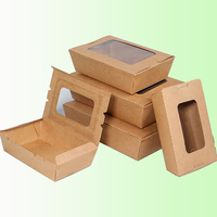 Boîte à lunch en carton kraft blanc avec fenêtre, personnalisable, écologique, jetable, pour vente en gros, avec logo OEM