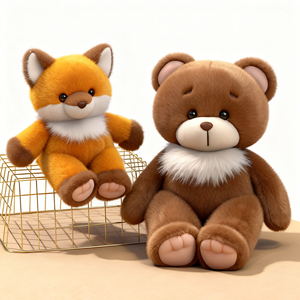 ตุ๊กตาหมีฟ็อกซ์ขนปุย ตุ๊กตาหมู ตุ๊กตาสัตว์การ์ตูน ของเล่นตุ๊กตาขนนุ่มพิเศษ หมอนอิงนุ่มๆ ของขวัญสำหรับเด็ก พร้อมโลโก้สั่งทำได้ - Product Image 2