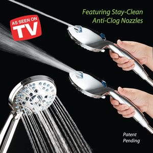 <span class=keywords><strong>AquaCare</strong></span> Cabezal de Ducha de Mano de Alta Presión con 8 Modos, Acabado Cromado ABS, Boquillas Antiobstrucción, Lavado Potente para Bañera, Azulejos y Mascotas, 6 pies Muro de manguera - Product Image 2