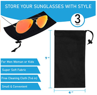 Pochette rectangulaire en microfibre pour lunettes, étui de rangement souple et imperméable pour lunettes de soleil, étui à cordon de couleur unie