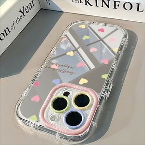 Funda Protectora para Teléfono con Espejo en Forma de Corazón Colorido, Compatible con iPhone 14 15 16 17Pro/Pro Max, TPU, con Agarre y Espejo Trasero - Product Image 4