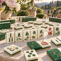 Jeu de tuiles de Mahjong américain avec motifs floraux en jade, idéal pour les soirées de jeu en famille, cadeau, vente au détail et personnalisation de marque