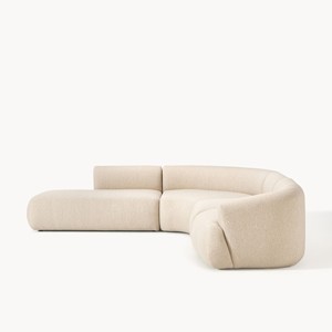 Divano Componibile Curvo - Divano Modulare Rivestito in Tessuto Beige, Arredamento Moderno per <span class=keywords><strong>Soggiorno</strong></span> Divano Angolare a 4 Posti - Product Image 5