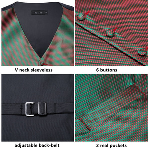 <span class=keywords><strong>Gilet</strong></span> à col en V à pois pour hommes Offre Spéciale avec boutons de manchette à nouer Foulard inclus Cadeaux de Noël - Product Image 6