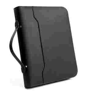 Carpeta de Mano Personalizada de Cuero PU con Cierre, Bolsa de Almacenamiento de Documentos A4, Portafolio Multifuncional con Calculadora - Product Image 5