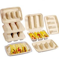 Kotak Kemasan Taco Burrito Tortilla Jagung Renyah Biodegradable Sekali Pakai Model H 50 Buah/Pak