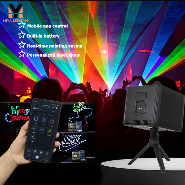 Portable RGB Wi-Fi Laser Cube Projector Wireless APP Drawing 3D Animation for DJ Show Party Wedding Disco Club-Stage Lights