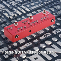 Pédale d'effets multi-effets pour guitare MOSKY DC5 5 en 1, booster, buffer, delay, chorus, distorsion, overdrive, rouge, true bypass, audio de scène