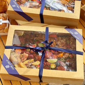 Boîte de pique-nique en papier kraft jetable écologique avec logo personnalisé Conteneur de manutention en relief pour les aliments Dinosource sans taxe - Product Image 5