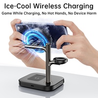 Base de Carga Inalámbrica Rápida de 25W, 3 en 1, con Luz Nocturna Magnética, Estación de Carga de Escritorio para Auriculares y Reloj Inteligente