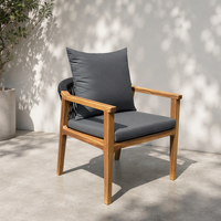 Chaise de salle à manger d'extérieur portable moderne en teck et corde pour villa, cour, école et parc