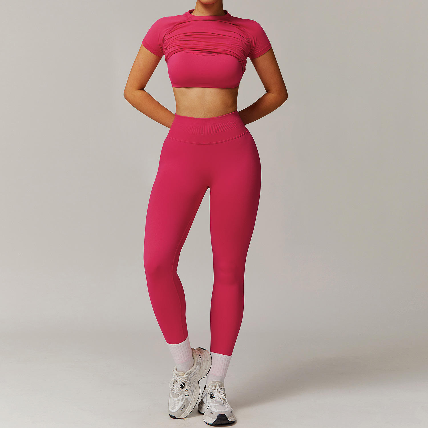 7731 short sleeve + 7655-2 bra + 7655 pants  raspberry red