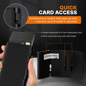 Men's Leather <b>Wallet</b> With Aluminum Alloy Anti Theft Card <b>Holder</b> Multi Slot Short <b>Wallet</b> For Everyday Use - Product Image 3