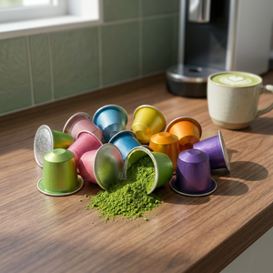Cápsulas de Matcha Bajas en Calorías, Sin Azúcar, Compatibles con Nespresso, Dolce Gusto y Keurig, Monodosis, Aptas para Dietas Específicas - Product Image 1
