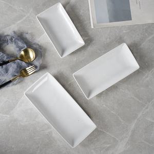 Assiette rectangulaire en céramique de 8,5 pouces, en porcelaine blanche pure, forme moderne et classique, jamais démodée - Product Image 3