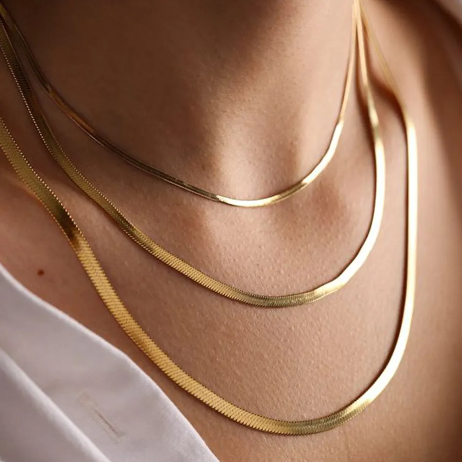 nagosa minimalist jewelry 925 sterling silver 18k 14k gold vermeil herringbone chain choker necklace for women