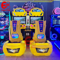 Simulador de Carreras Arcade Comercial para 2 Jugadores con Monedas, Pantalla LCD Dual de 32 Pulgadas, Volante y Pedales de Derrape para Centros de Juego y Centros Comerciales