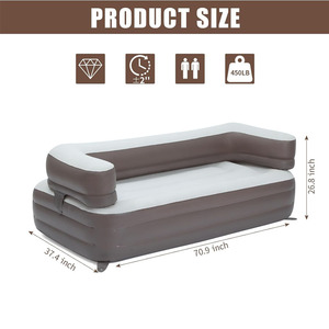 Lgm 2-người sofa bơm hơi với hai lớp không khí vòi phun tay vịn dày không khí di động ghế cho người lớn cắm trại bãi biển trong nhà - Product Image 2