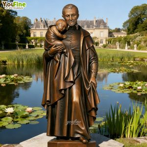 YOUFINE tamaño real Iglesia religiosa decoración fundición latón cobre bronce San Vicente estatua con niño - Product Image 2